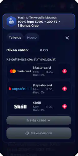 Viper Win Talletusten ja nostojen ikkuna