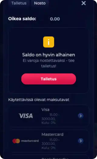 Viper Win Varoja voi nostaa jos tililla on jotain